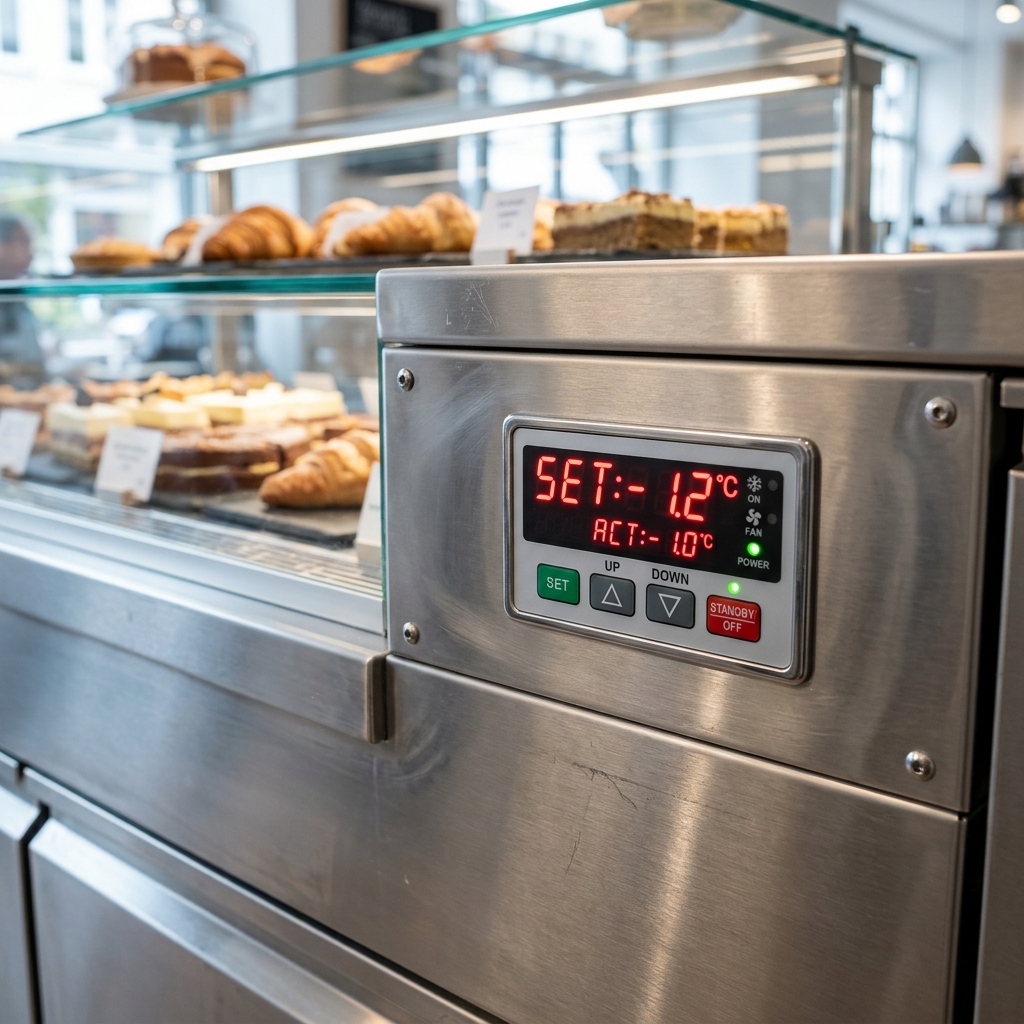 Refrigerated display showcase counter details