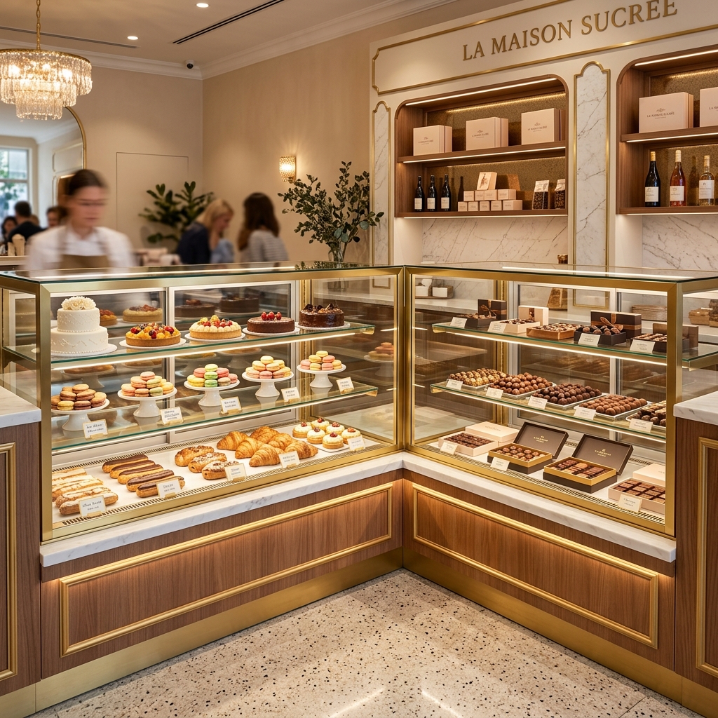 Dry Kool bakery showcase counter installed in a retail sweet shop